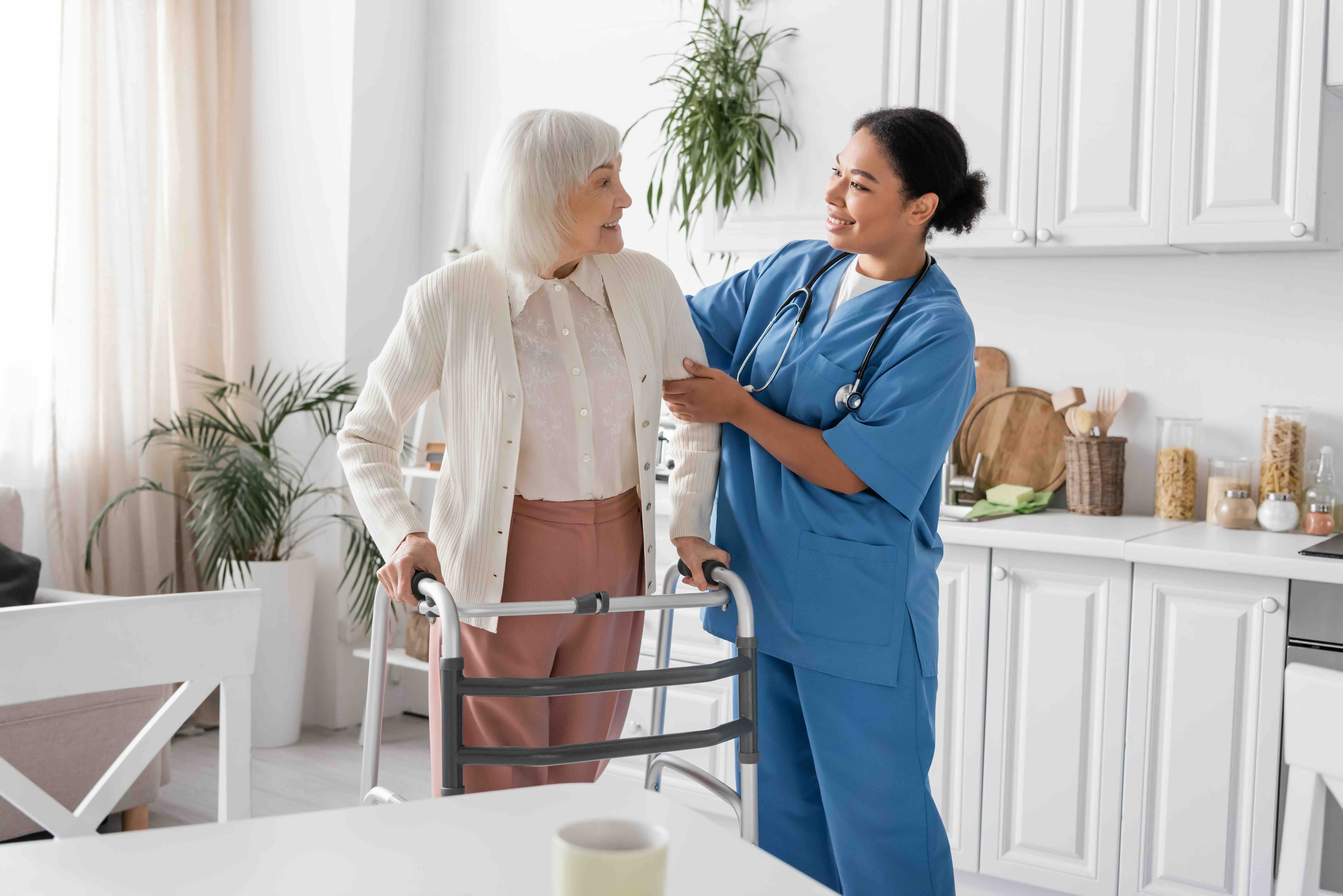 Caregiver assisting a senior