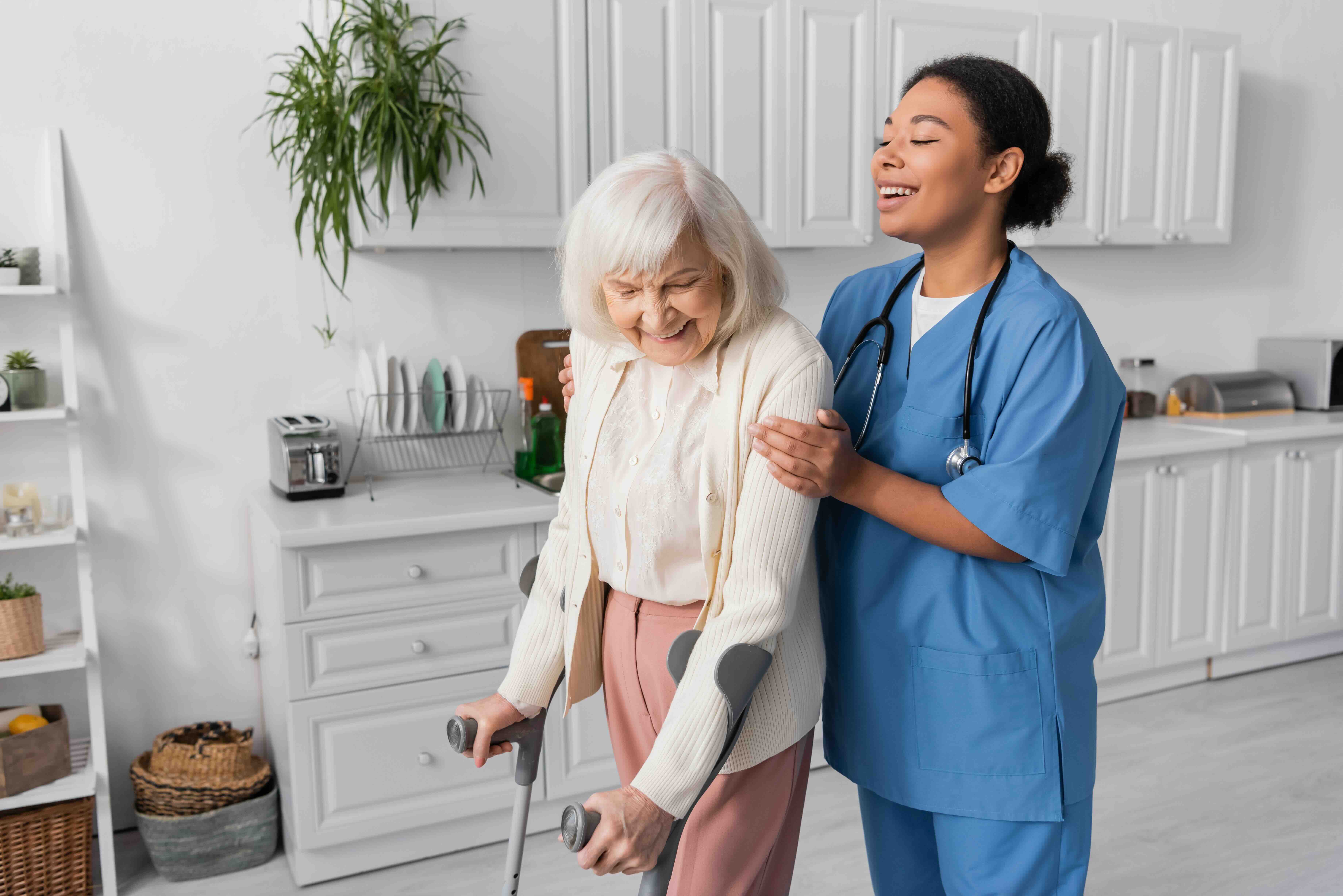 Caregiver supporting a senior